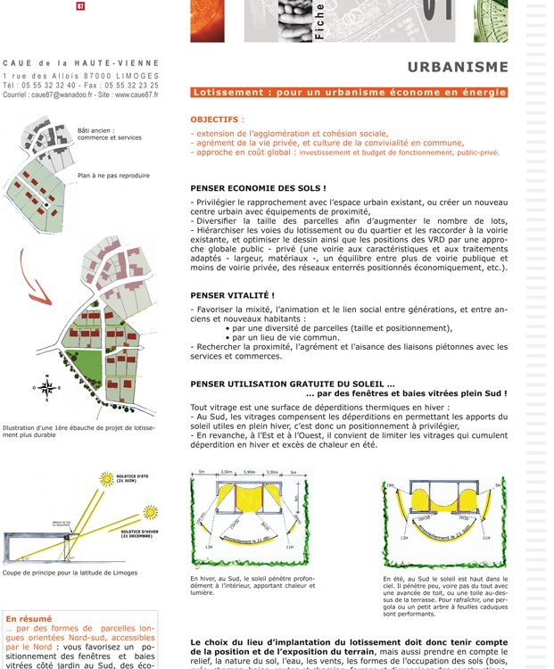 Lotissement pour un urbanisme econome en energie